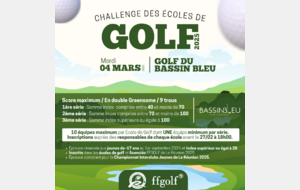 Challenge des Écoles de Golf 2025 au Golf du Bassin Bleu / Mardi 4 mars 2025