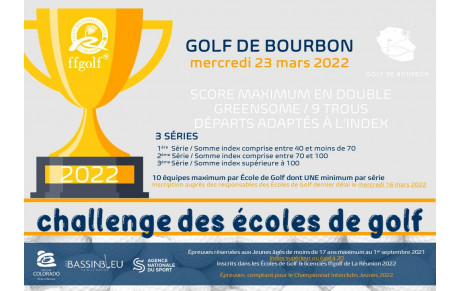 Challenge des Écoles de Golf 2022 au Golf de Bourbon - 23 mars 2022
