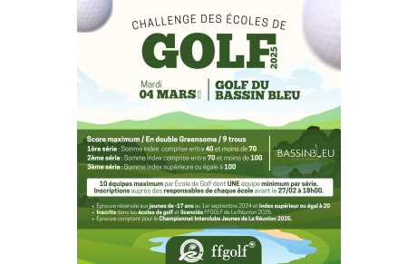 Challenge des Écoles de Golf 2025 au Golf du Bassin Bleu / Mardi 4 mars 2025