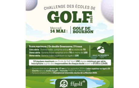  Départs modifiés Challenge des Écoles de Golf du mercredi 14 mai 2025 au Golf de Bourbon